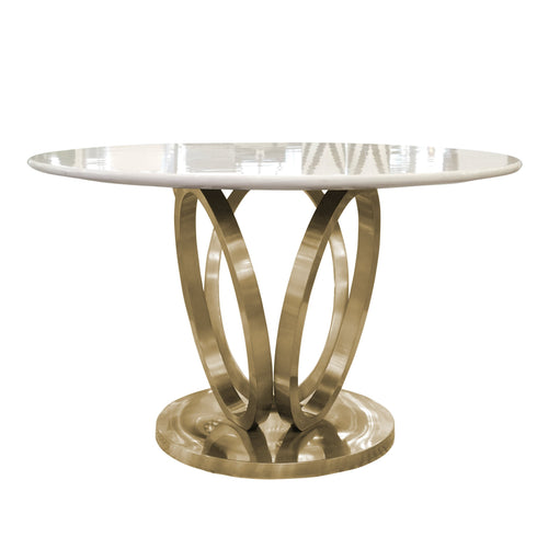 Zara 4 Seater Round Dining Table Gold - White Marble